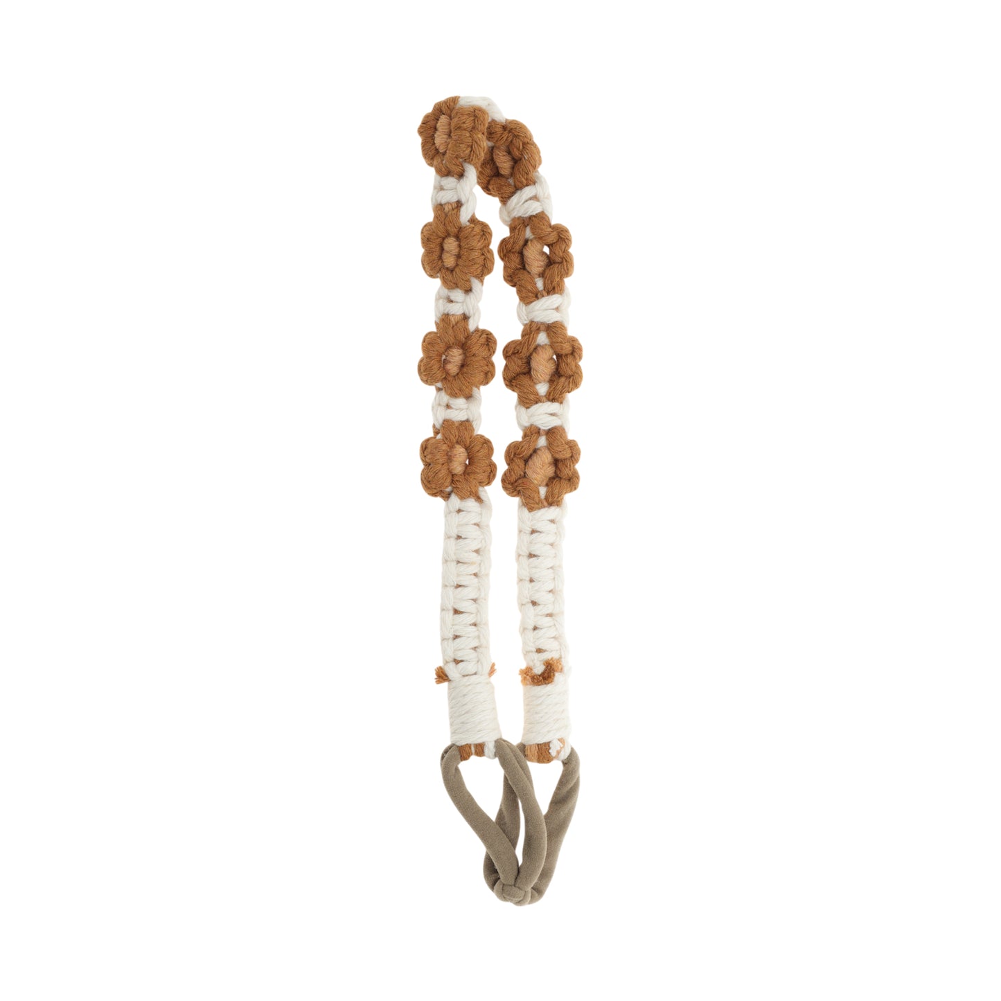 Hand-woven Stretch Headbands for Women Dark Brown White 1 Pc