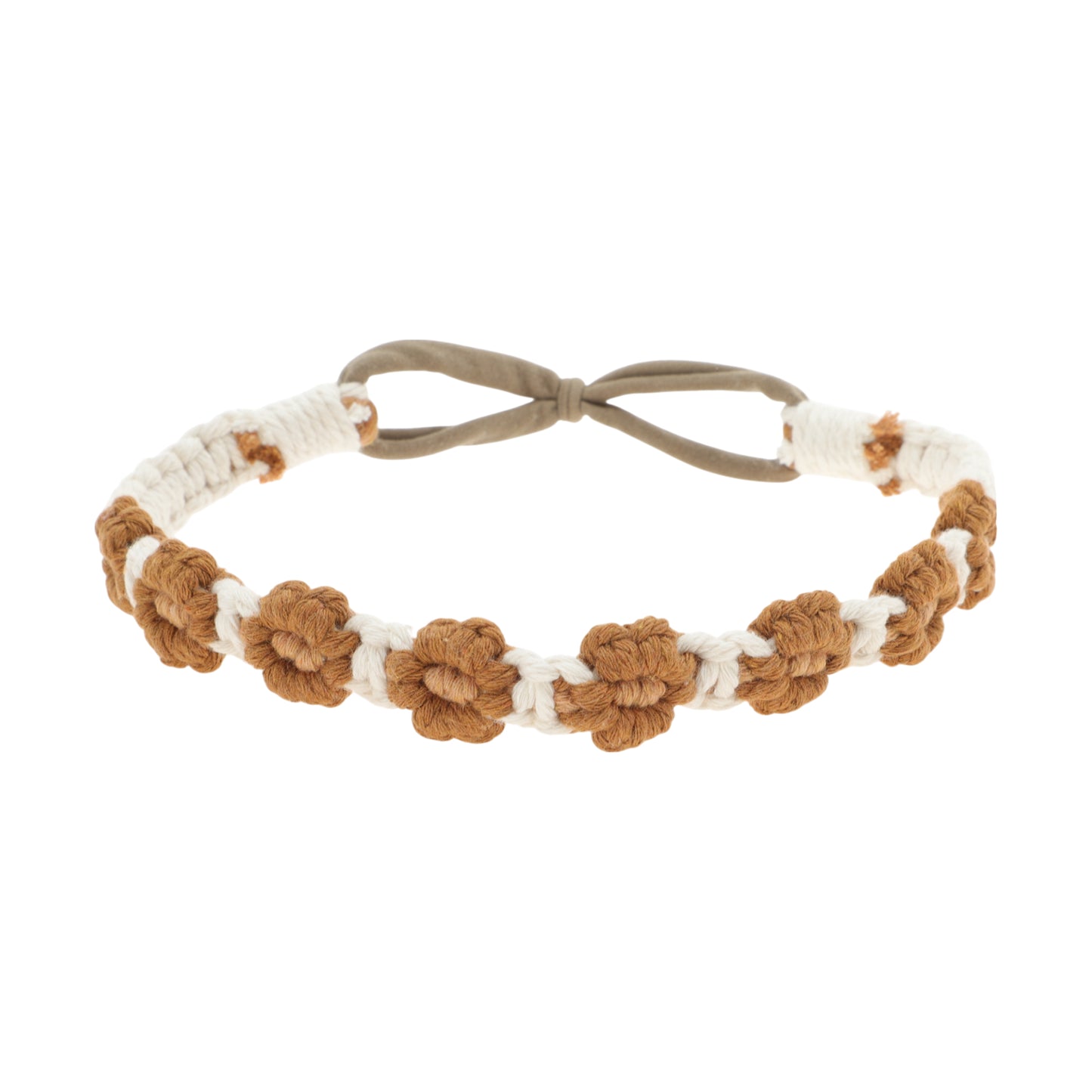 Hand-woven Stretch Headbands for Women Dark Brown White 1 Pc
