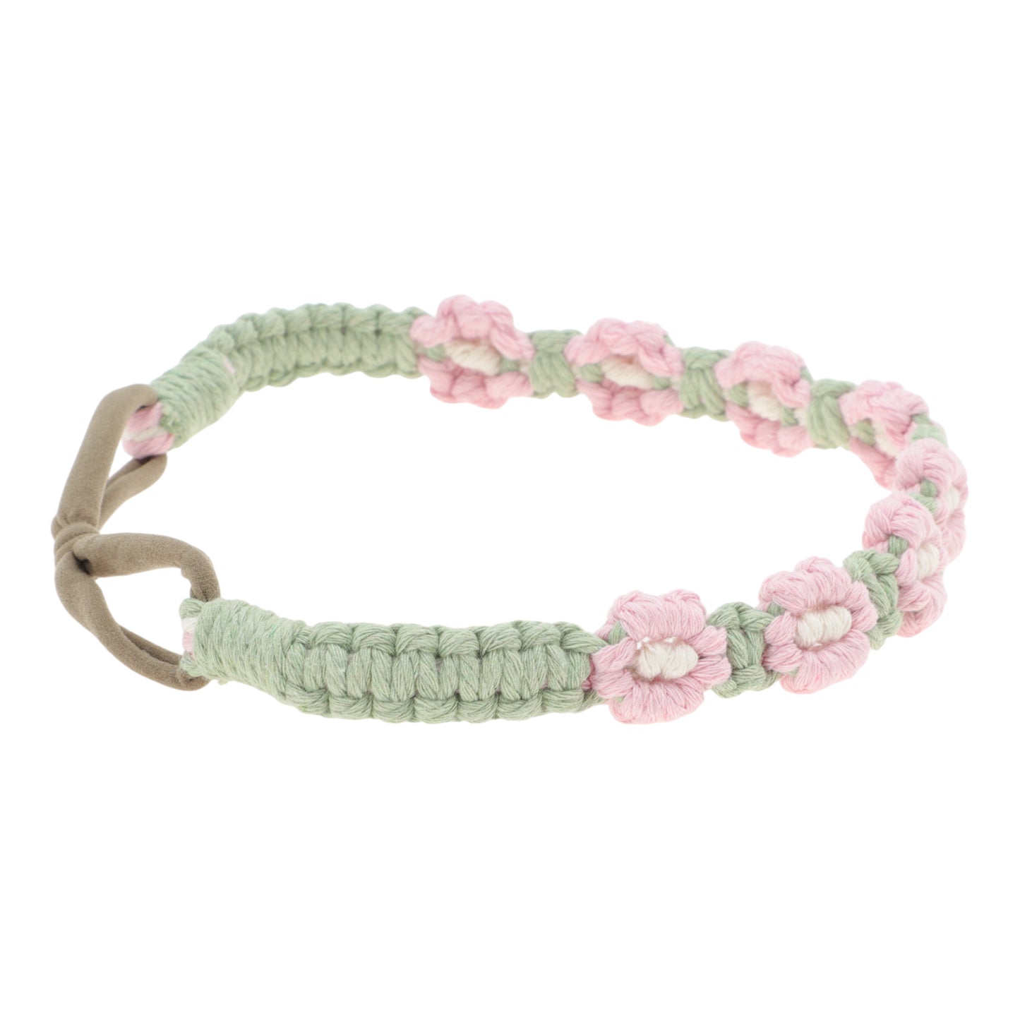 Hand-woven Stretch Headbands for Women Pink Green 1 Pc