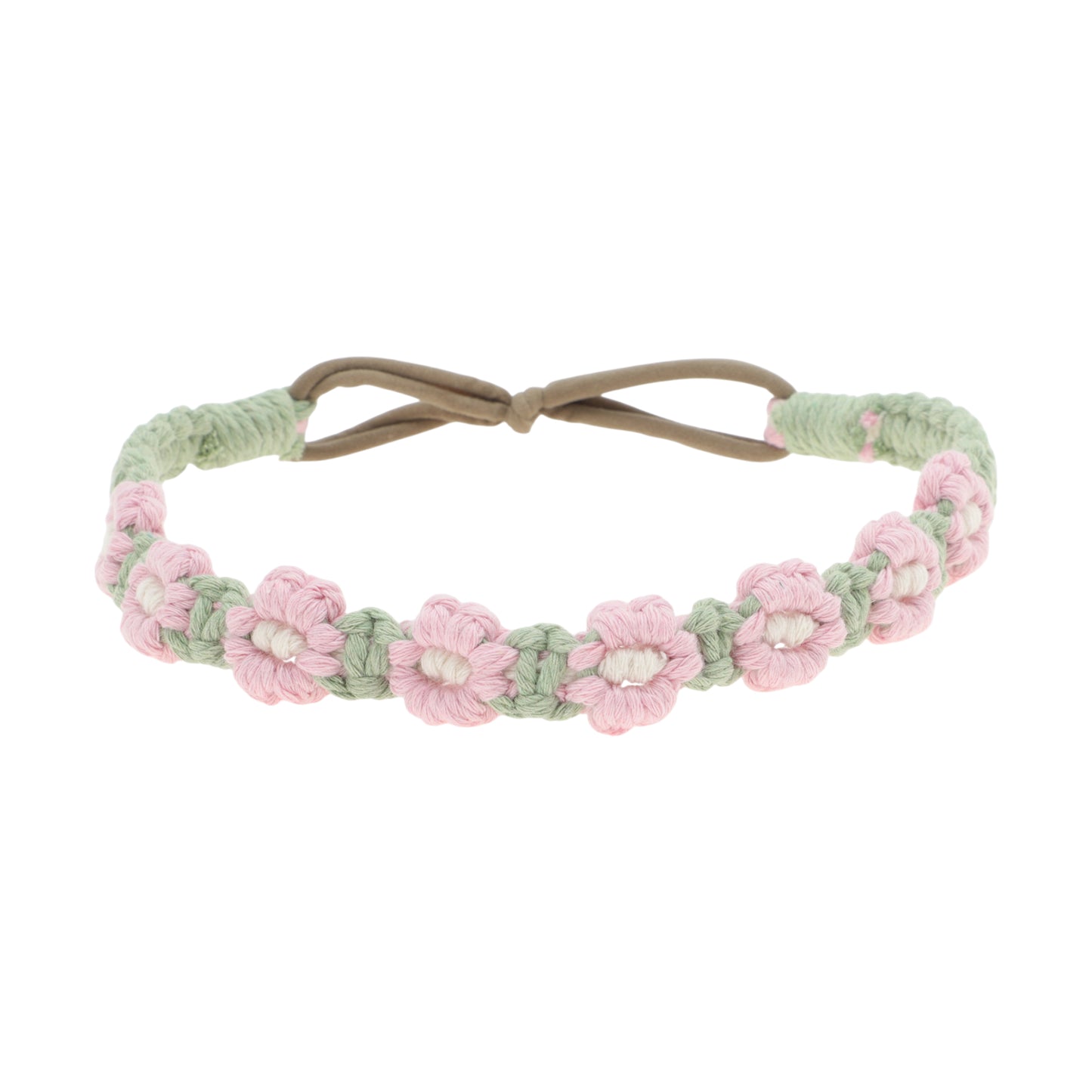 Hand-woven Stretch Headbands for Women Pink Green 1 Pc