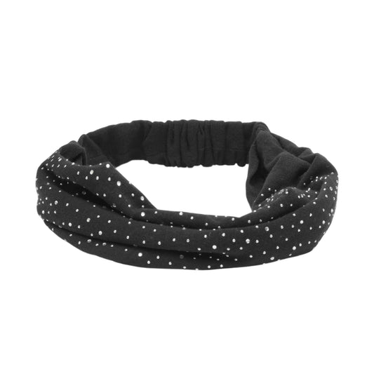 Diadema ancha de encaje con diamantes de imitación para mujer, color negro, 1 unidad