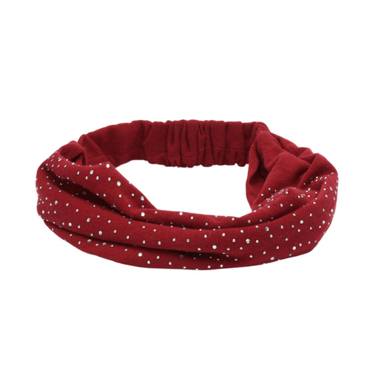 Diadema ancha de encaje con diamantes de imitación para mujer, color rojo vino, 1 unidad