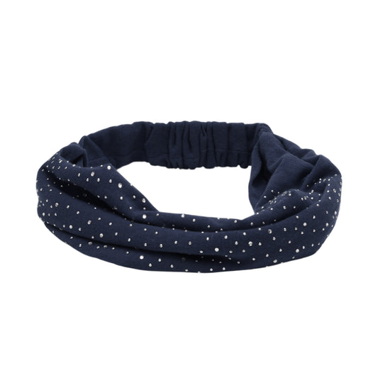 Diadema ancha de encaje con diamantes de imitación para mujer, azul marino, 1 pieza