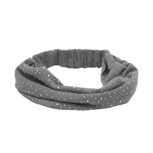 Diadema ancha de encaje con diamantes de imitación para mujer, color gris, 1 unidad