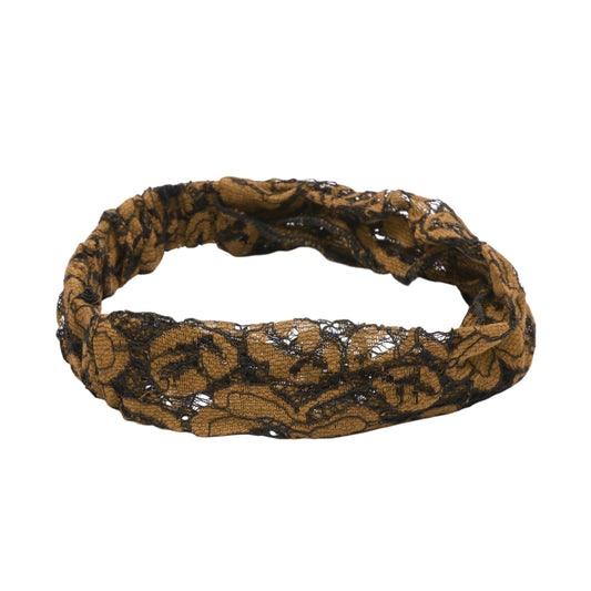 Diadema ancha de encaje Lotus para mujer, color marrón oscuro, 1 unidad
