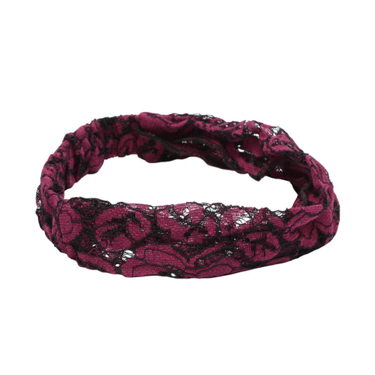 Diadema ancha de encaje Lotus para mujer, color morado y rojo, 1 unidad