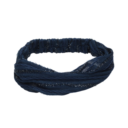 Diadema ancha vintage de rayas para mujer azul marino 1 pieza