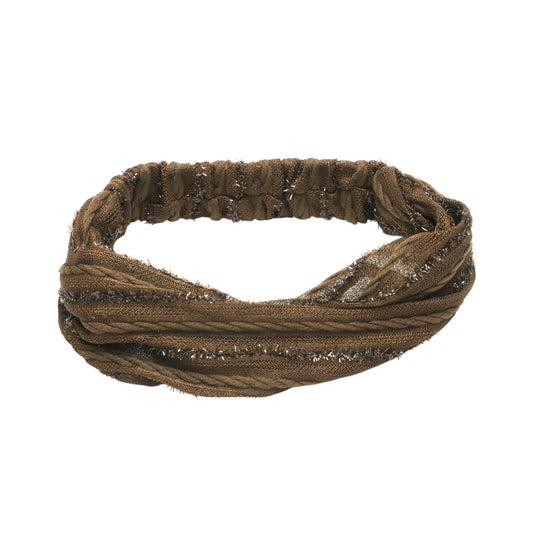 Diadema ancha vintage de rayas para mujer color caqui y marrón, 1 unidad