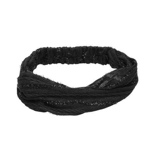 Stripes Vintage Wide Headband for Women Black 1 Pc