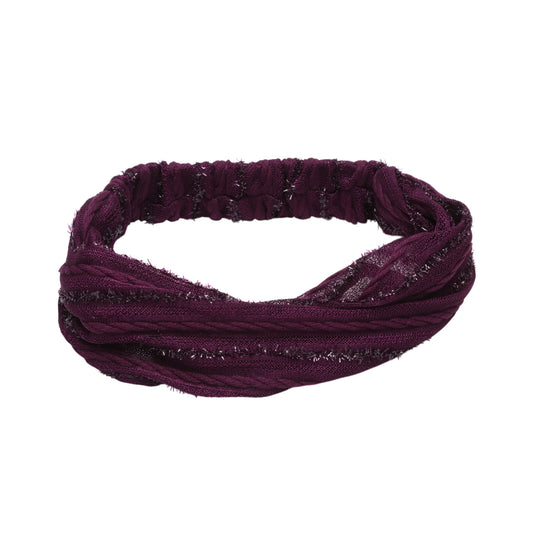 Stripes Vintage Wide Headband for Women Dark Purple 1 Pc