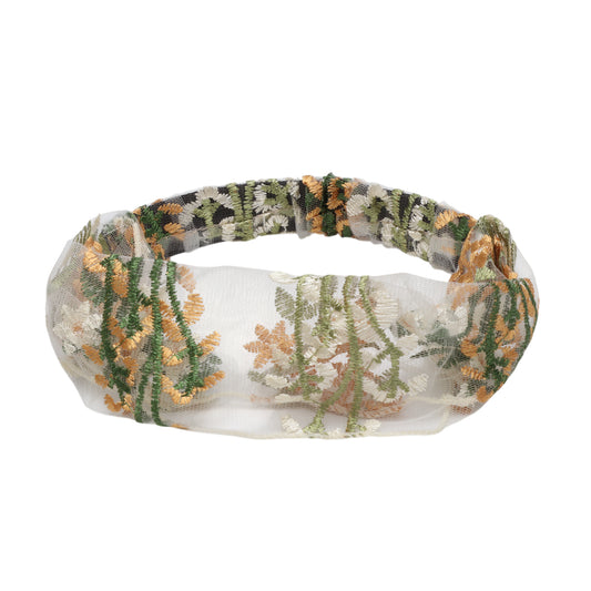 Diadema ancha de encaje con flores de uva para mujer, color champán, 1 pieza