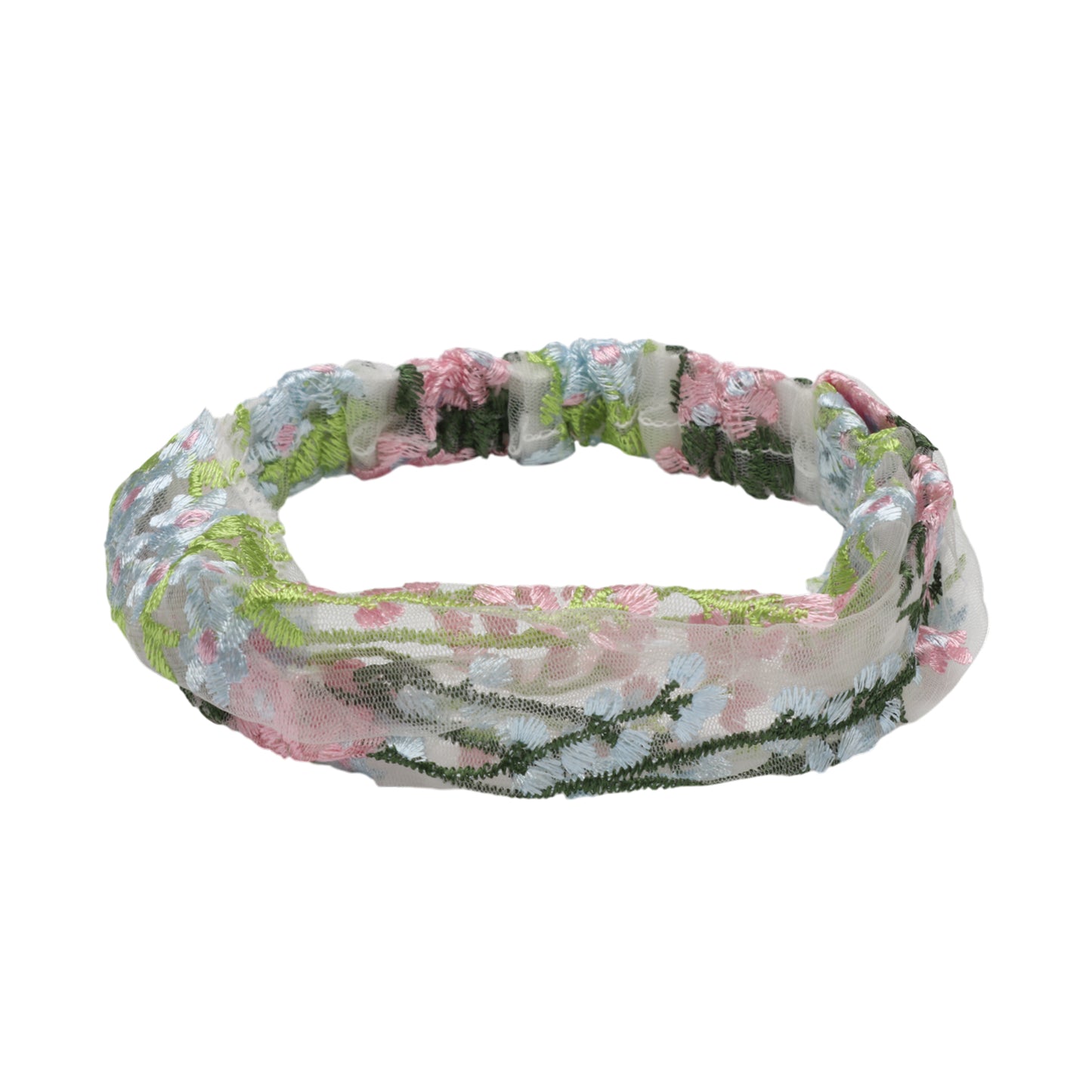 Diadema ancha de encaje con flores de uva para mujer, azul claro, 1 unidad