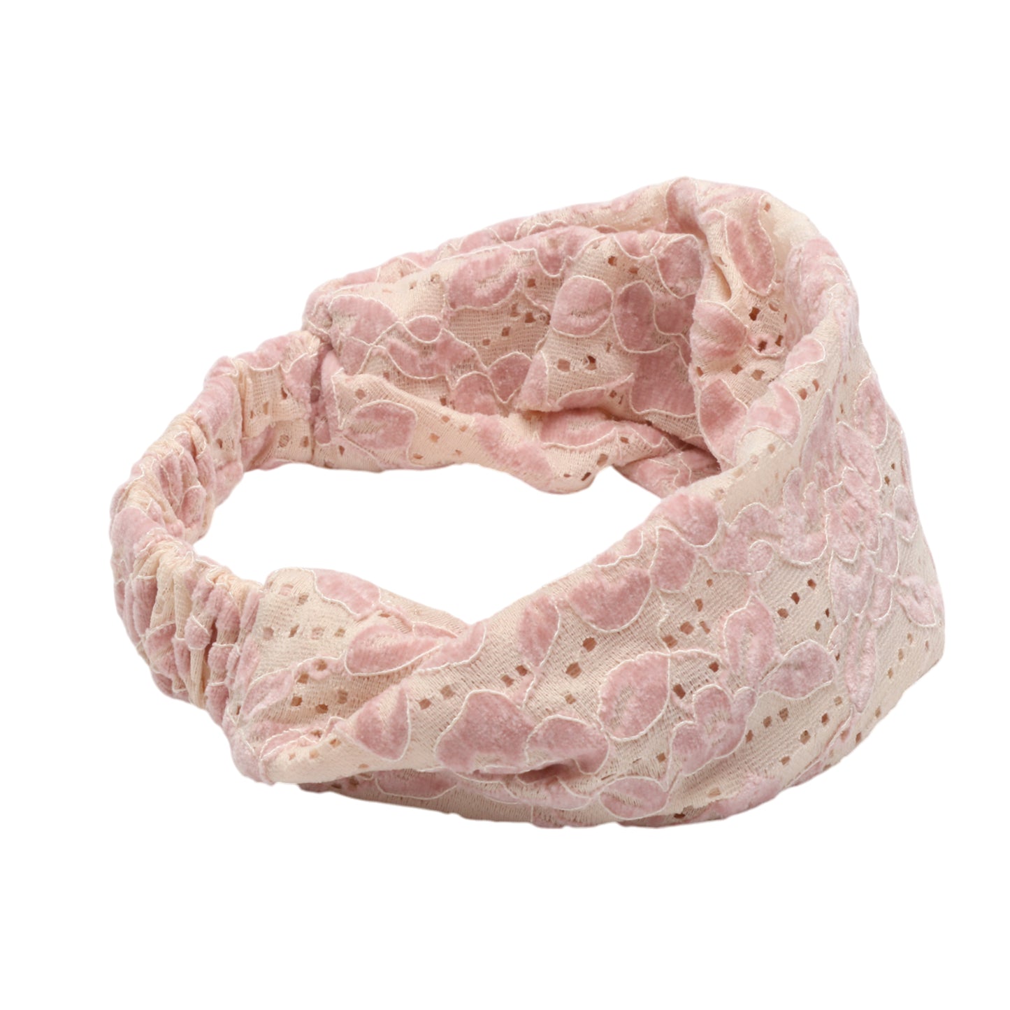 Diadema ancha de tela con rosas vintage, rosa, 1 unidad