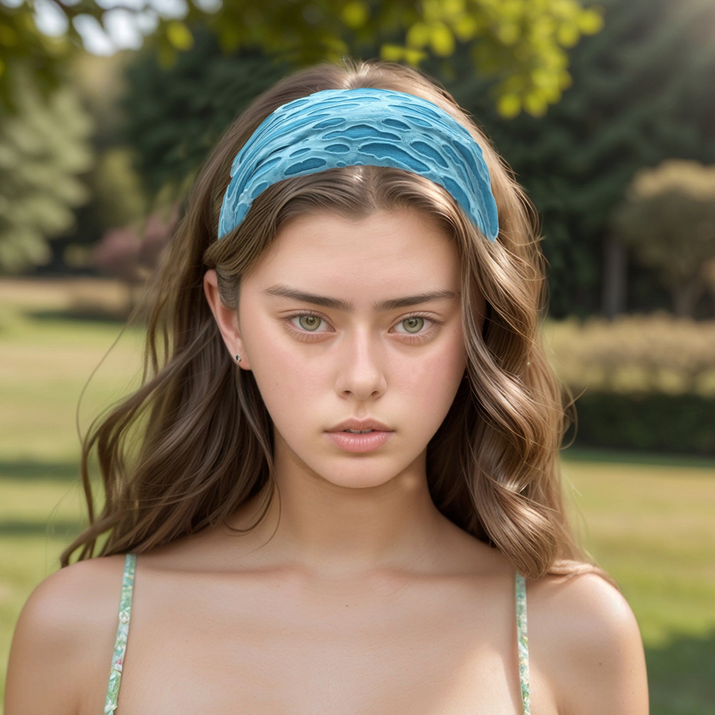 Diadema ancha rasgada para mujer azul 1 pieza
