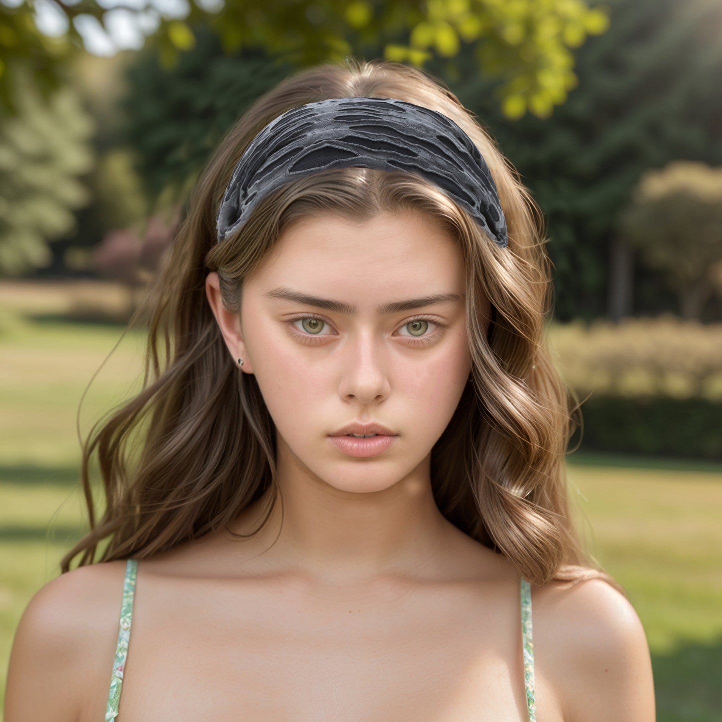 Diadema ancha rasgada para mujer, color gris oscuro, 1 unidad