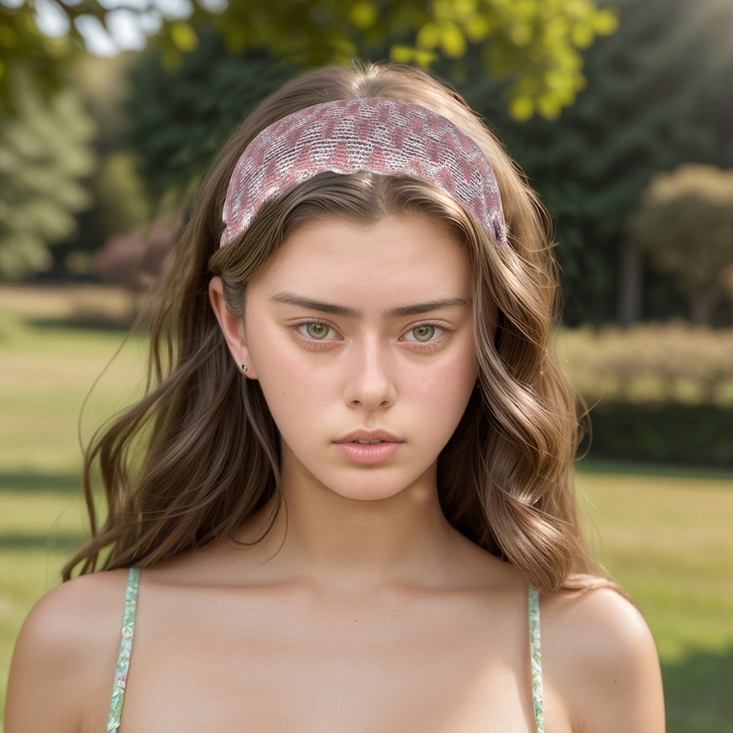 Diadema ancha de encaje con estampado de ondas para mujer, color rosa, 1 unidad