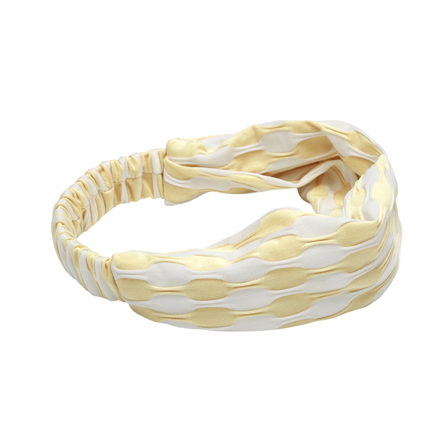 Diadema ancha de tela con bloques de color para mujer, color amarillo claro, 1 unidad