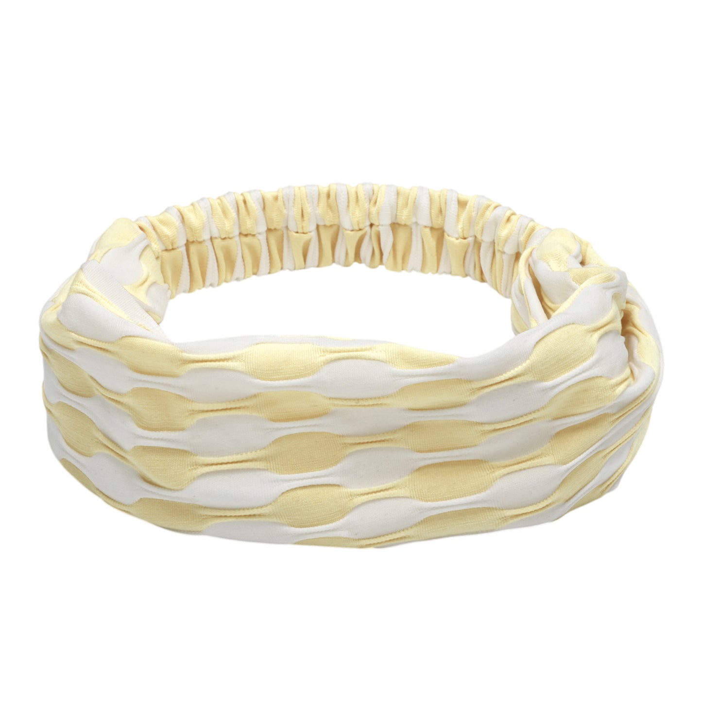Diadema ancha de tela con bloques de color para mujer, color amarillo claro, 1 unidad