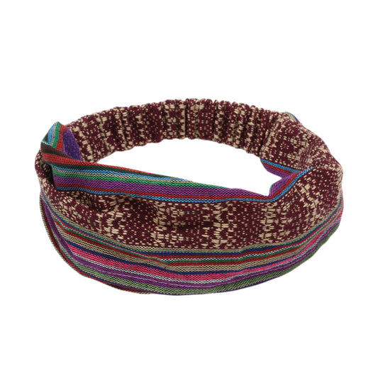 Ethnic Style Stripes Wide Headband for Women, Purple 1 Pc
