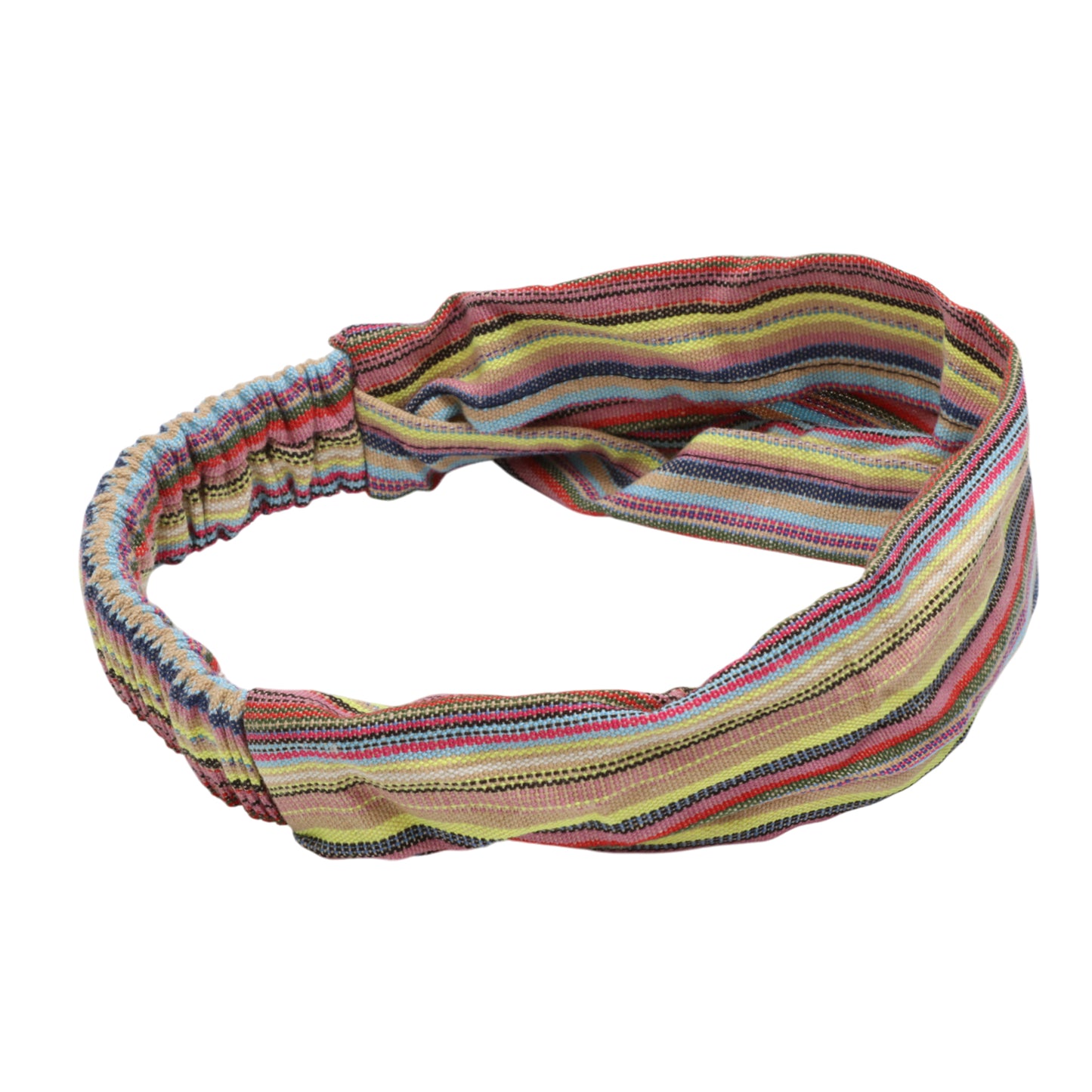 Ethnic Style Stripes Wide Headband for Women, Yellow 1 Pc