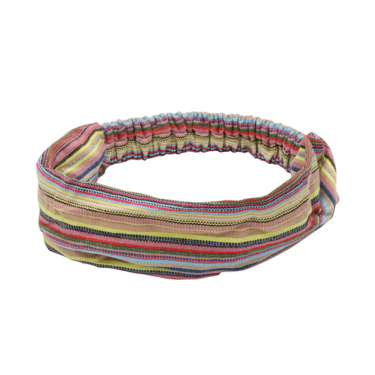 Ethnic Style Stripes Wide Headband for Women, Yellow 1 Pc