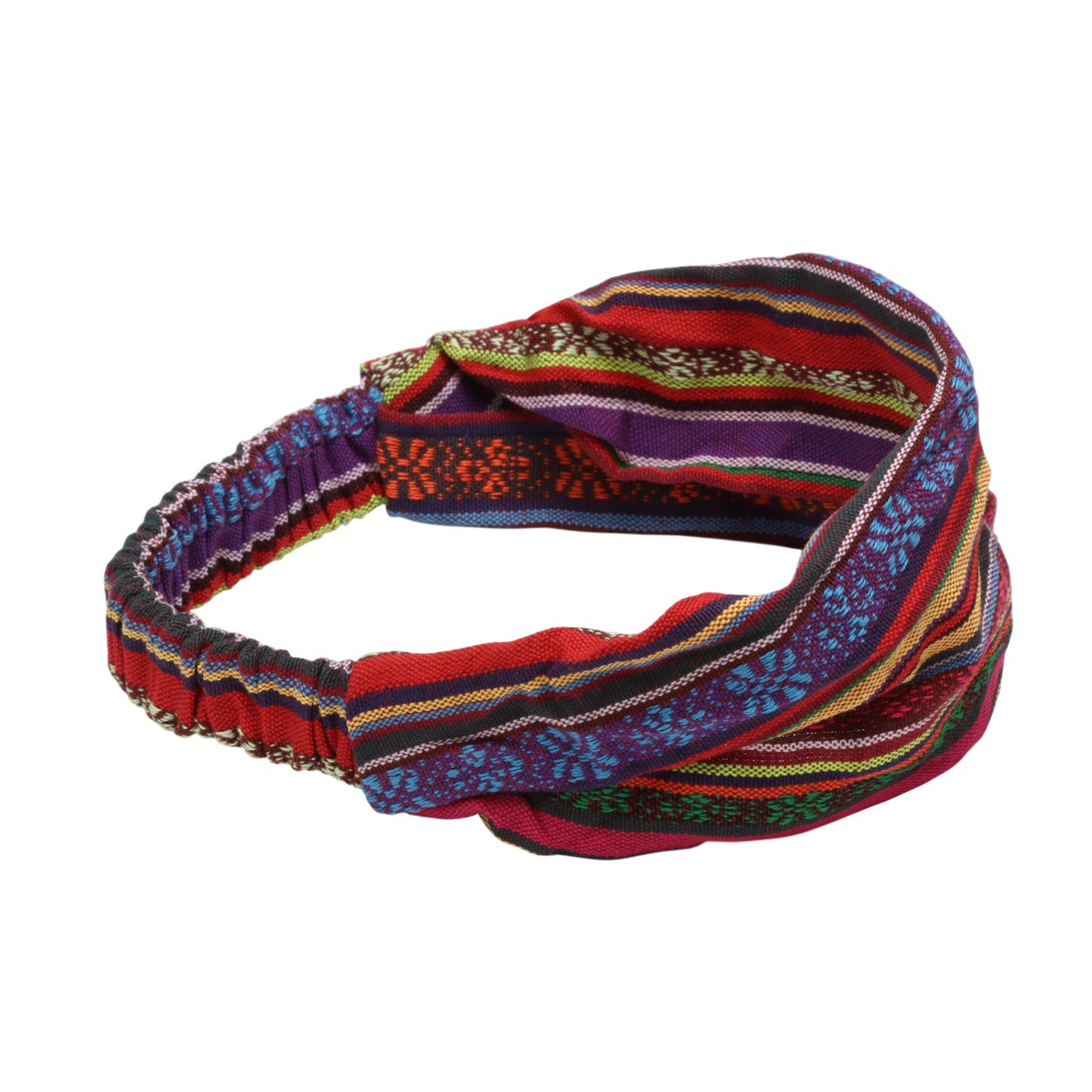 Ethnic Style Stripes Wide Headband for Women, Orange Red 1 Pc