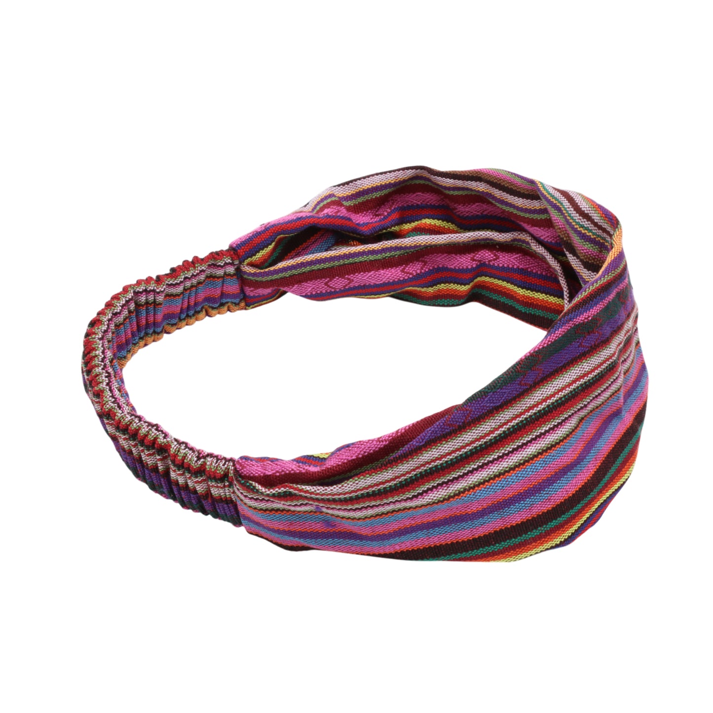 Ethnic Style Stripes Wide Headband for Women, Rose Red Purple 1 Pc