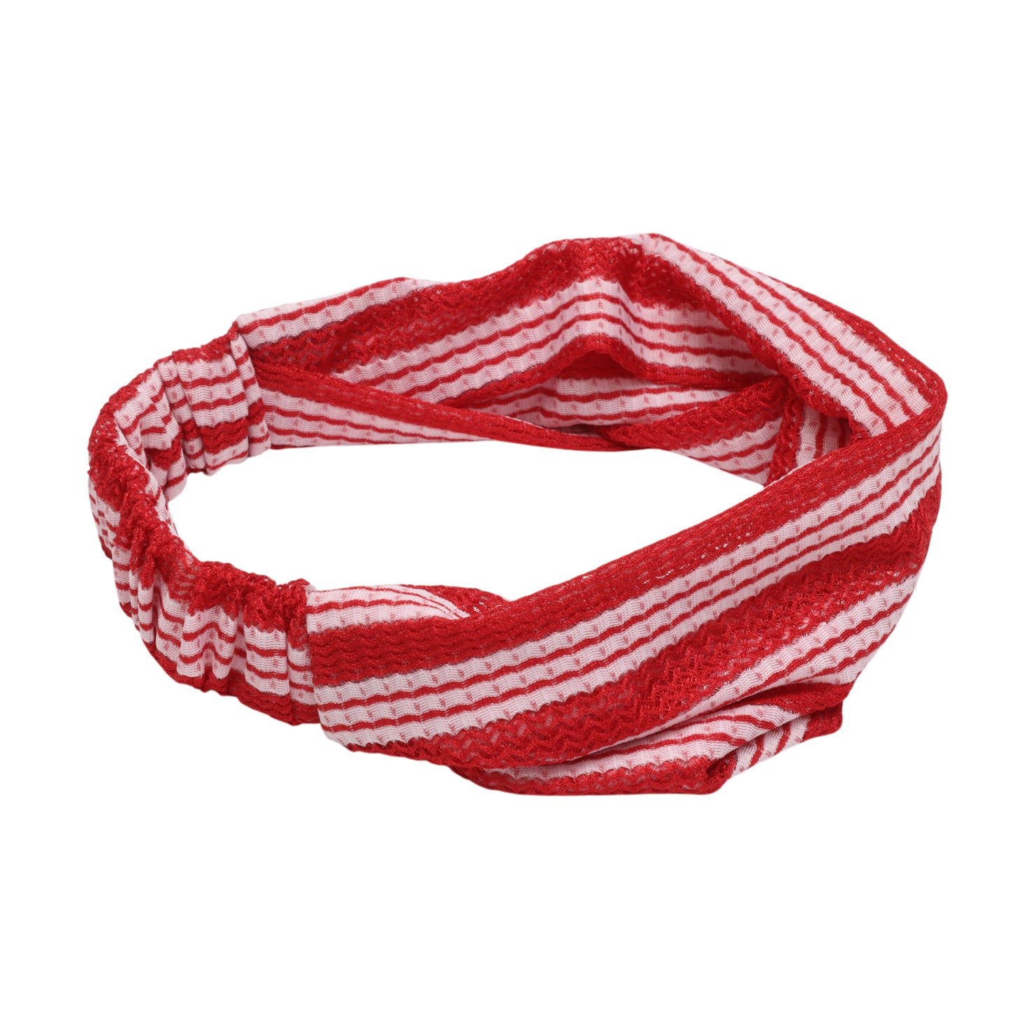 Stripes Stretch Fabric Wide Headband for Women Red 1 Pc