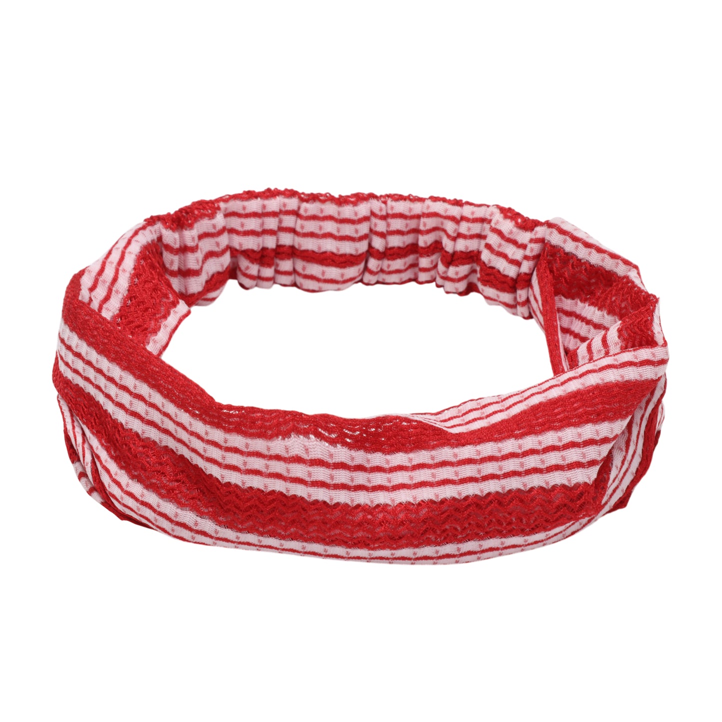 Stripes Stretch Fabric Wide Headband for Women Red 1 Pc