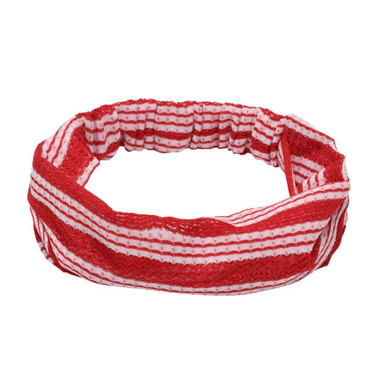 Stripes Stretch Fabric Wide Headband for Women Red 1 Pc