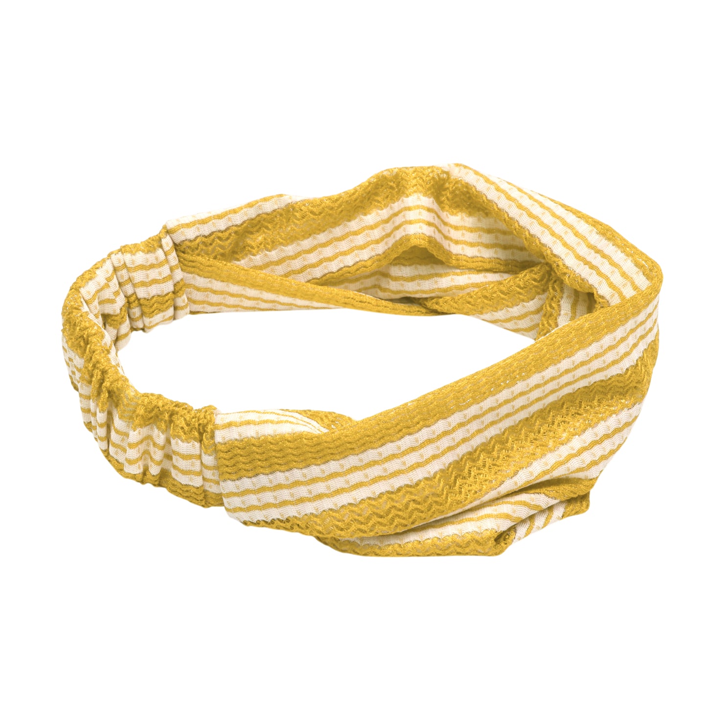 Stripes Stretch Fabric Wide Headband for Women Yellow 1 Pc