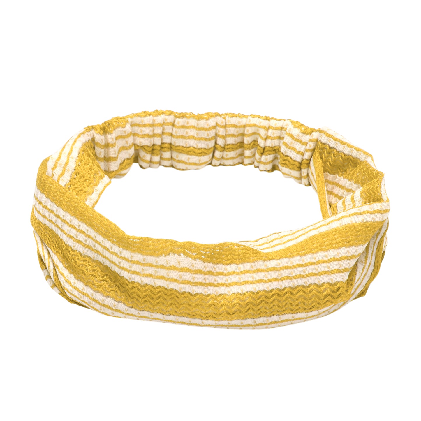 Stripes Stretch Fabric Wide Headband for Women Yellow 1 Pc