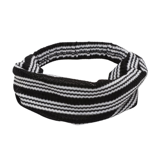Stripes Stretch Fabric Wide Headband for Women Black 1 Pc