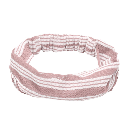 Stripes Stretch Fabric Wide Headband for Women Pink 1 Pc