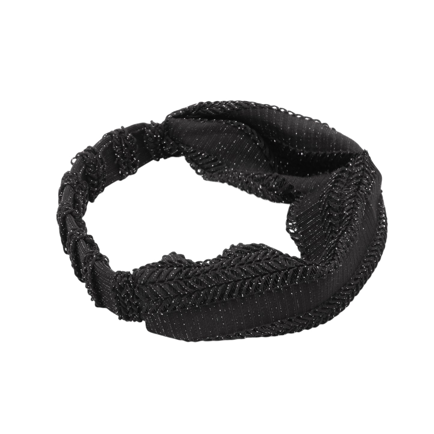 Knitted Hollow Wide Headband for Women Black 1 Pc