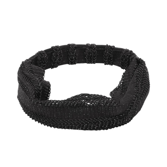 Knitted Hollow Wide Headband for Women Black 1 Pc