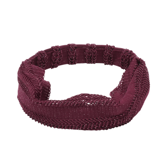 Knitted Hollow Wide Headband for Women Wine Red 1 Pc