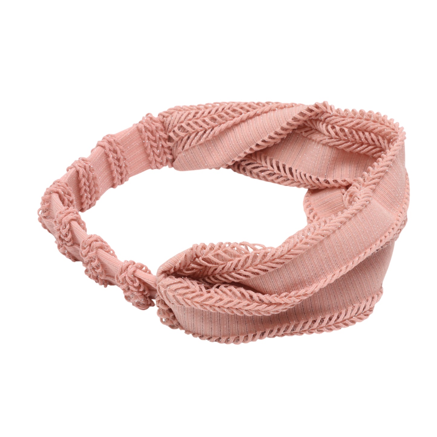 Knitted Hollow Wide Headband for Women Pink 1 Pc