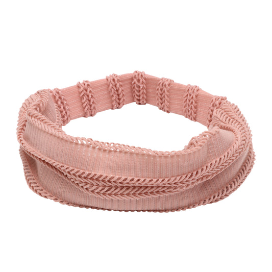 Knitted Hollow Wide Headband for Women Pink 1 Pc