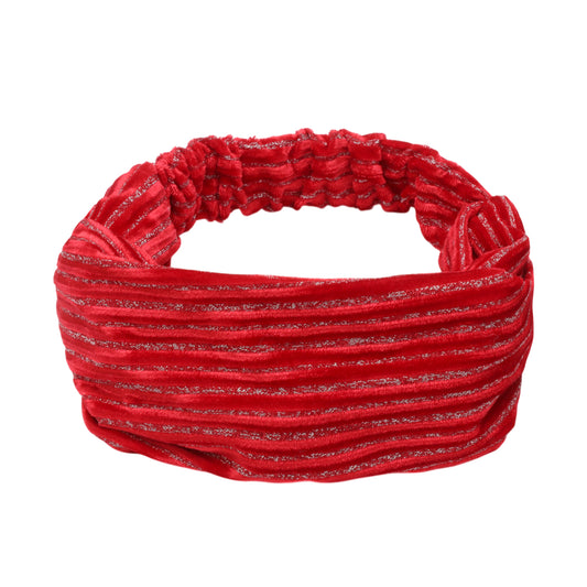 Horizontal Stripes Wide Fabric Headband for Women Red 1 Pc