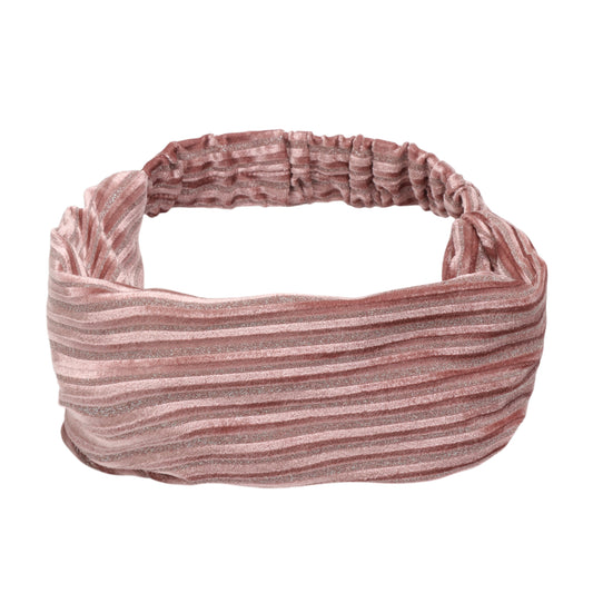 Horizontal Stripes Wide Fabric Headband for Women Pink 1 Pc