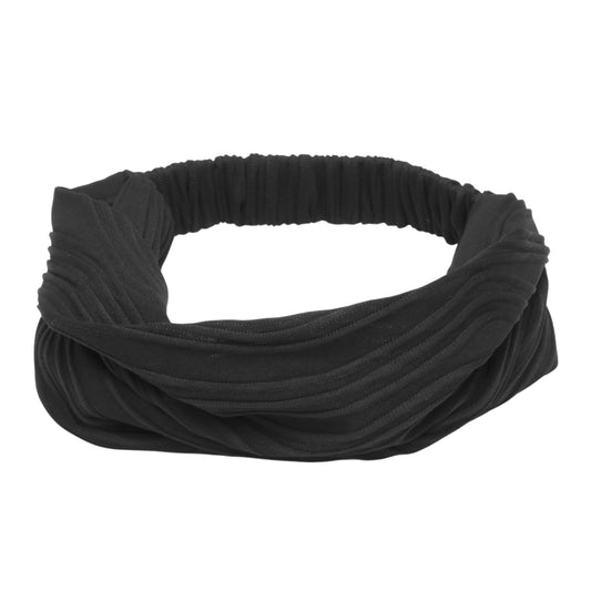 Wide Solid Texture Headband for Women Black 1 Pc