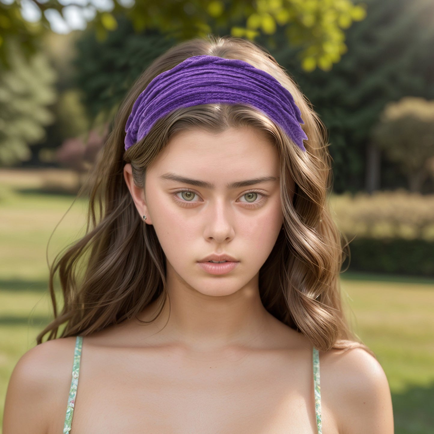Cable Knitted Wide Headband for Women, Purple 1 Pc