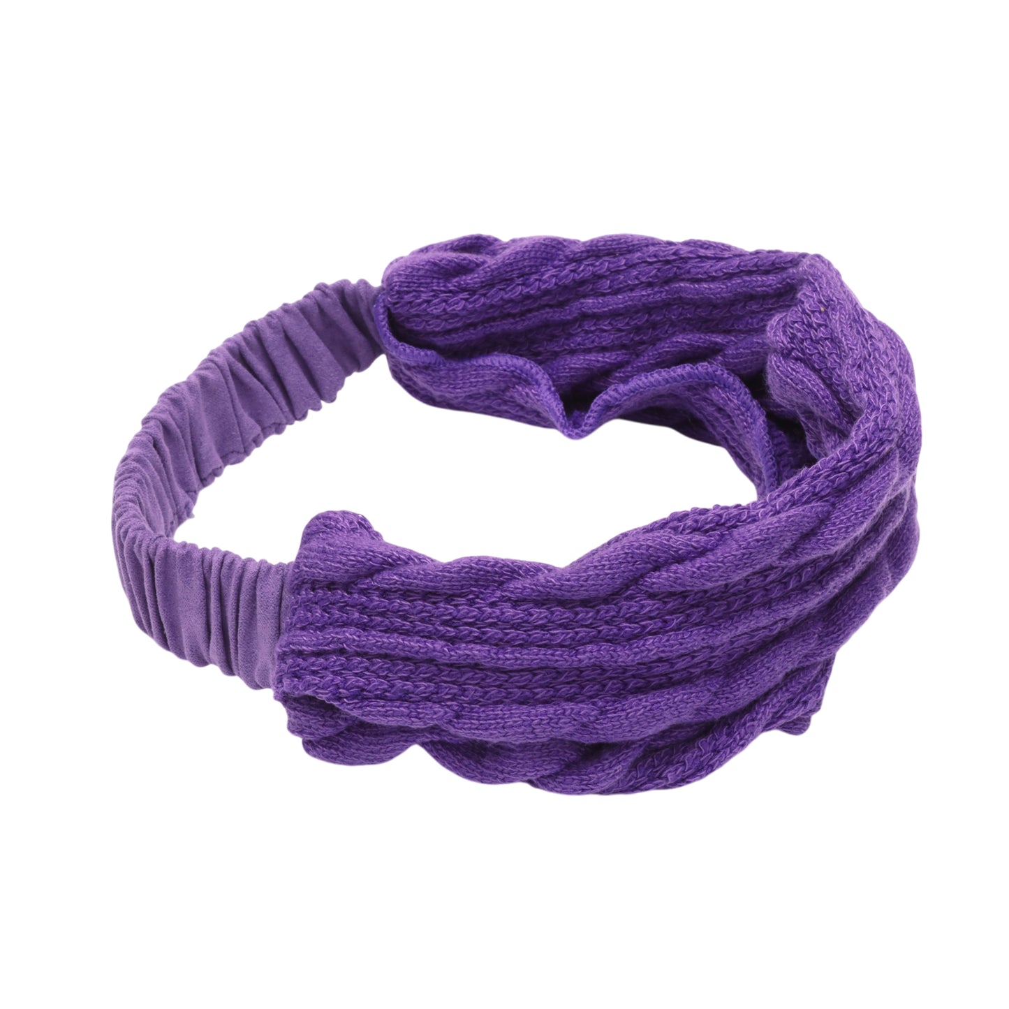 Cable Knitted Wide Headband for Women, Purple 1 Pc