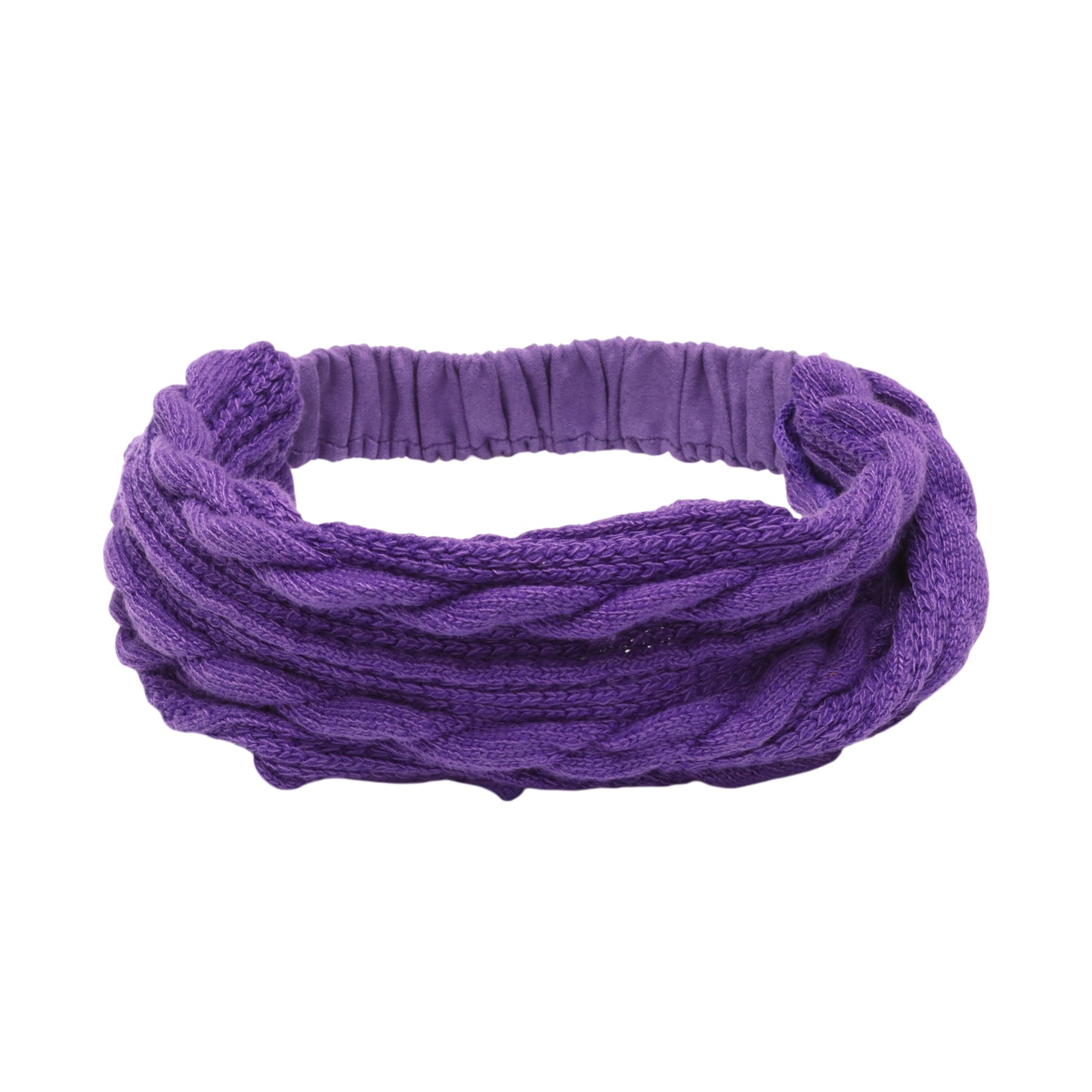 Cable Knitted Wide Headband for Women, Purple 1 Pc