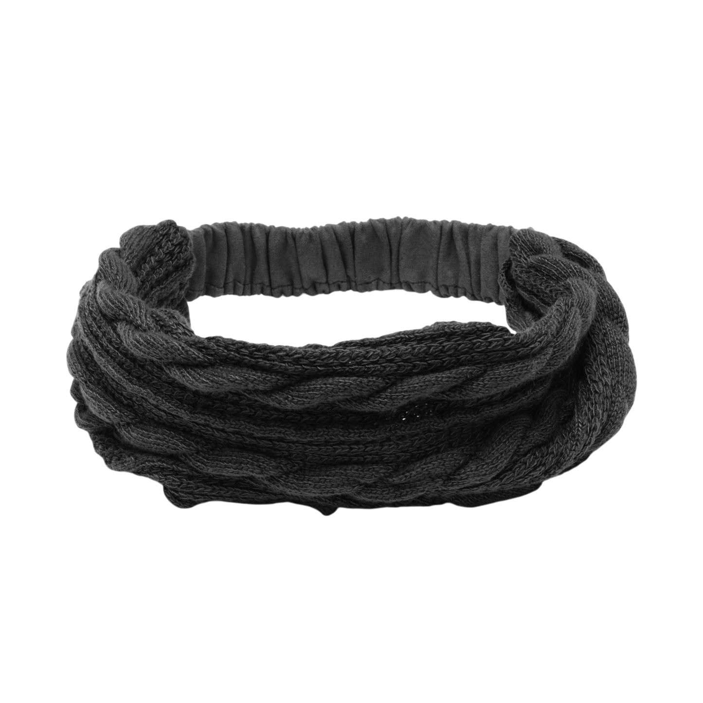 Cable Knitted Wide Headband for Women, Black 1 Pc