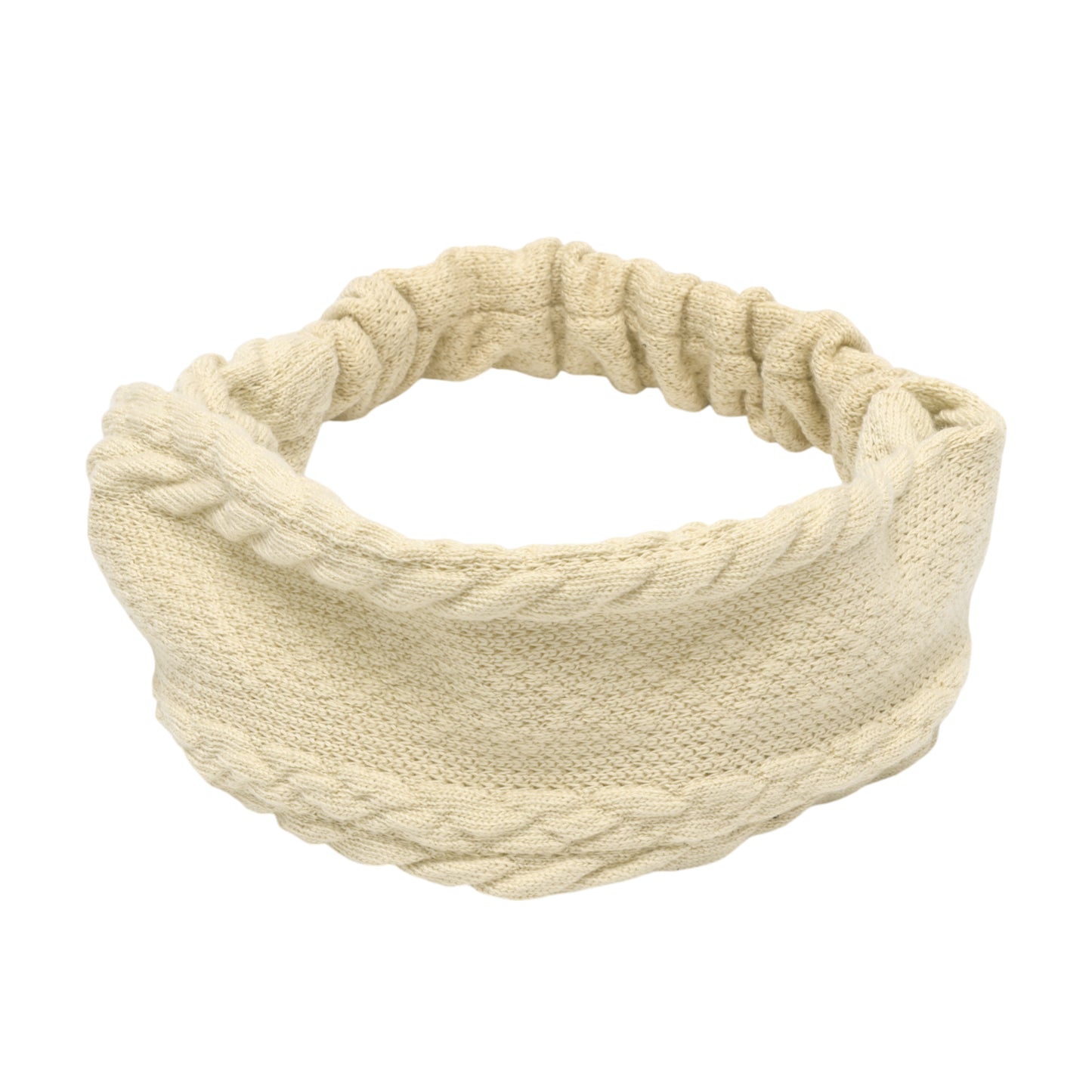 Cable Knitted Wide Headband for Women, Beige 1 Pc
