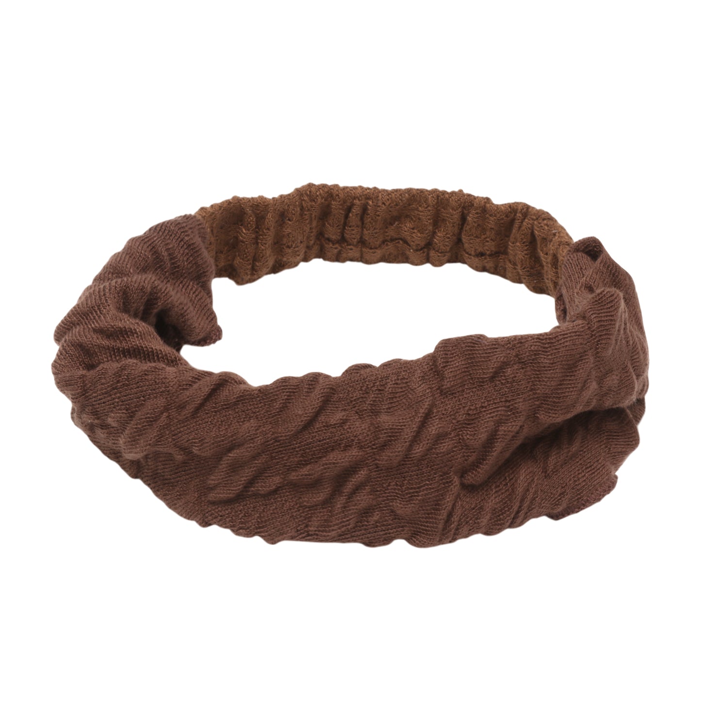 Elastic Texture Wide Headband for Women Coffee Color 1 Pc
