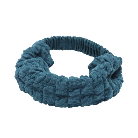 Diadema ancha con textura elástica para mujer, color azul lago, 1 unidad