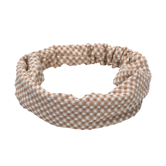Diadema de rombos para niña, ancha, de tela, color caqui, 1 unidad